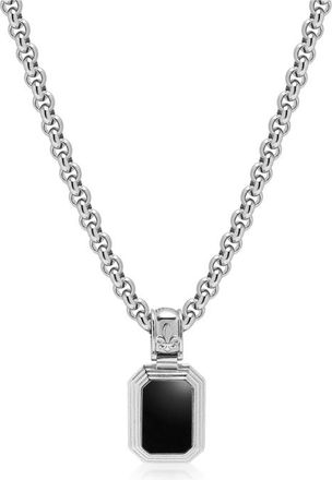Nialaya Sterling Silver Necklace with Two-in-One Turquoise and Black Onyx Pendant in Turquoise /Black Onyx at Nordstrom, Size 22