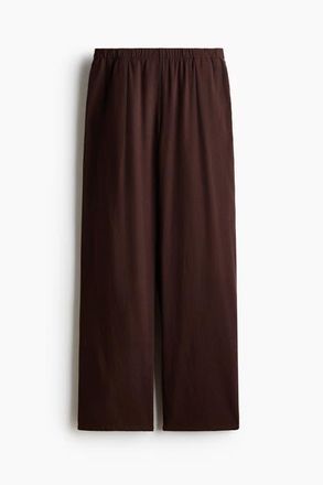 H&M Wide Linen-blend Trousers in Dark Brown at Nordstrom, Size Xx-Large