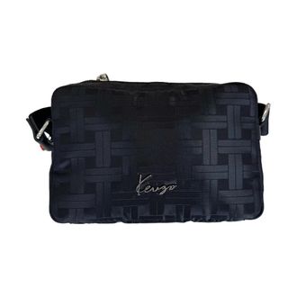 Kenzo Cross Body Bags, male, Black, Size: ONE SIZE Logo Shoulder Bag Geometric Print