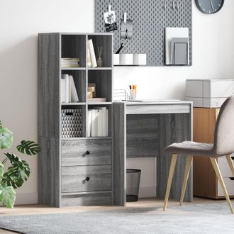 Berkfield Home Desk with Storage Grey Sonoma Engineered Wood