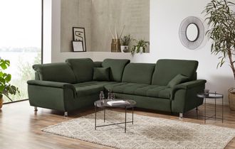 Domo Collection Ecksofa »Franzi, zeitlos und elegant, moderne Sitzheftung, L-Form« wahlweise mit Kopfteilverstellung (dann Breite: 275 cm)