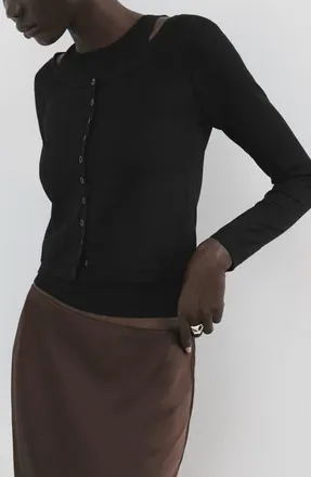 Mango Combined Cardigan in Black at Nordstrom, Size X-Small