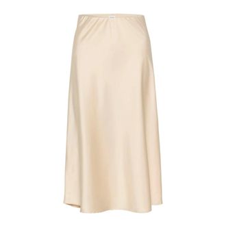 Saint Tropez Elegant DisaSZ Skirt CrSme Br-lge - female - Saint Tropez - Midi Skirts - Beige - XL - Skirts