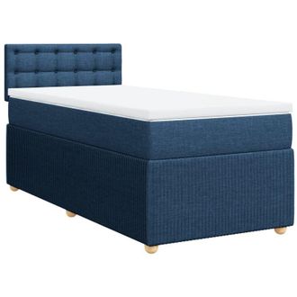vidaXL Cama Box Spring Con Colch&oacute;n Tela Azul 90x190 Cm Vidaxl