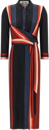 Diane Von F&uuml;rstenberg Sana Midi Jurk - Dames - Shirt Kleedjes - Veelkleurig - L - Katoen - Kleedjes
