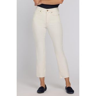 NYDJ Cool Embrace Raw Hem Ankle Slim Bootcut Jeans in Vintage White at Nordstrom, Size 16P