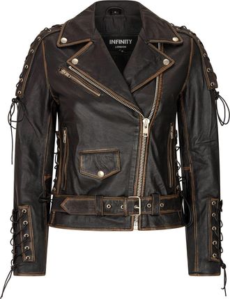 TruClothing Cross Zip Brando Biker Leather Jacket Live To Ride