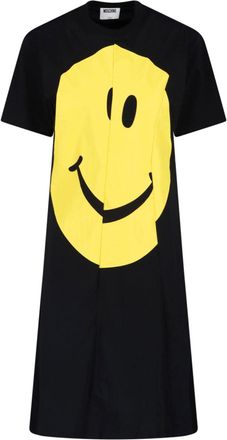 Moschino Black A-line Smiley Graphic Mini Dress