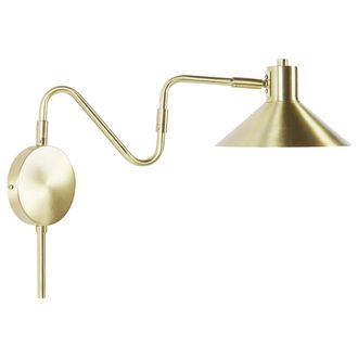Beliani L&aacute;mpara Aplique Moderna Industrial Pantalla Metal Ajustable Brazo Largo Dorado Baliem