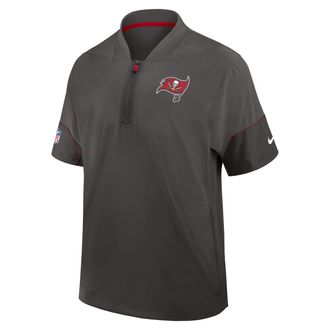 Nike Tampa Bay Buccaneers Sideline Coach Nike Mens NFL 1/2-Zip Short-Sleeve Hooded Jacket in Grey | 03BO964Z8B-2J5