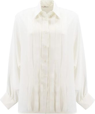 Ermanno Scervino Zijden overhemd voor moderne elegantie - Dames - Overhemden - Wit - 3XS - Overhemden