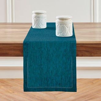 Solino Home Linen Table Runner for Dining Table, Holiday and Everyday Table Decor - Milan in Chambray Teal at Nordstrom, Size Xx-Small
