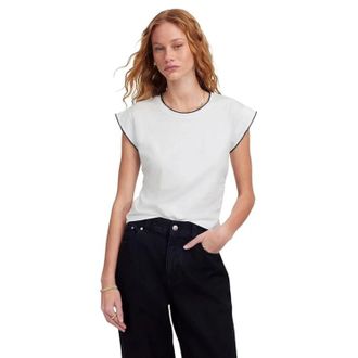 Madewell Top Womens White Jersey Ruched Cap Sleeve Muscle Tee KFC1044
