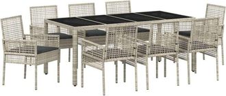 vidaXL Vidaxl - Conjunto De Comedor De Jard&iacute;n 9 Pcs Gris Claro Polirat&aacute;n