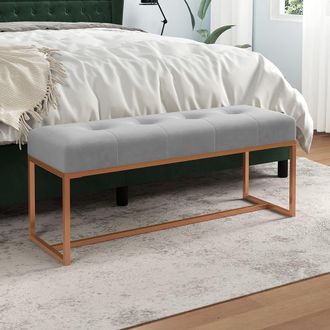 vidaXL Vidaxl - Banco De Terciopelo Gris 110x36x45 Cm
