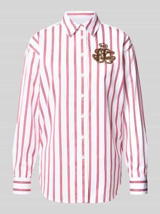 Lauren Ralph Lauren Regular Fit Hemdbluse mit Label-Applikation Modell KOTTA in Rot Melange, Gr&ouml;&szlig;e XL