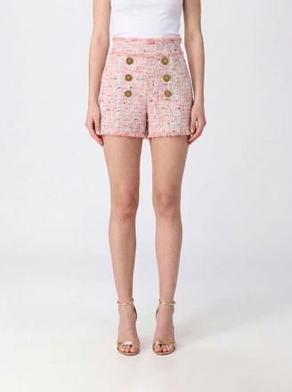 Balmain Shorts a vita alta in tweed con fantasia astratta e bottoni