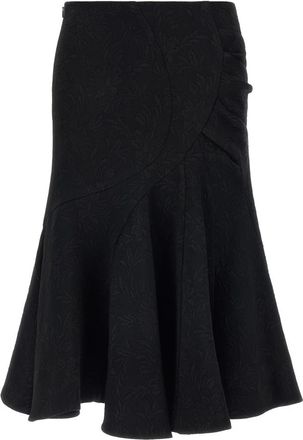 Dries Van Noten Sibel Midi Rok - Dames - Midirokken - Zwart - 2XS - Katoen - Rokken