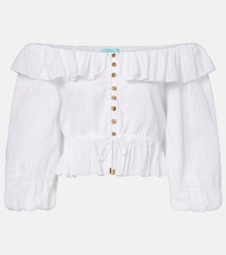 Melissa Odabash Corrine off-shoulder cotton poplin blouse