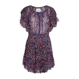 Isabel Marant Short Dresses, female, Blue, Size: L Ruffle Mini Dress