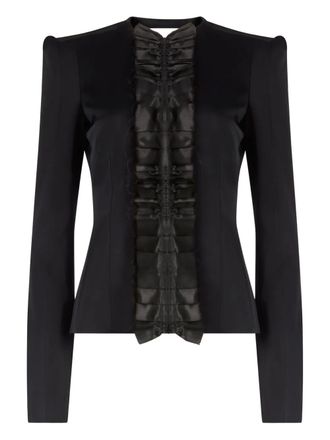 Nina Ricci crepe pleated jacket - women - Acetate/Viscose/Fabric - 36 - Black