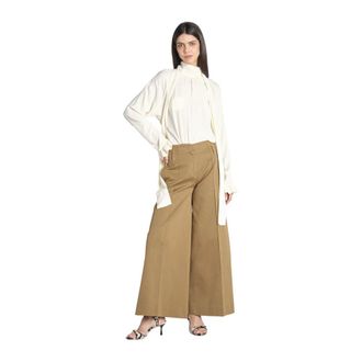 Ql2 Quelledue Wide Trousers, female, Beige, Size: XL Melody Trouser