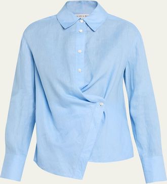 Veronica Beard Perezzi Asymmetric Linen Shirt