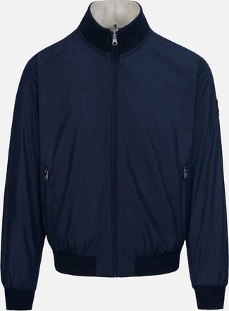 Sandbanks Mens Sandbanks Reversible Nylon Funnel Bomber Navy/Stone - Size: 44/Regular