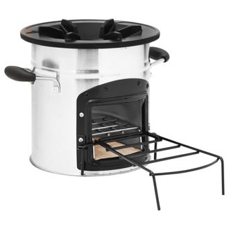 vidaXL Vidaxl - Cocina Le&ntilde;a Camping Acero Inoxidable Plateado 45,5x33x25,5 Cm