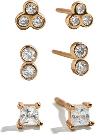BaubleBar Beckett Set of 3 Water Resistant Stud Earrings in Goldtone Plate/cubic Zirconia at Nordstrom