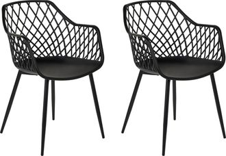 Beliani Beliani - Conjunto De 2 Sillas De Comedor Negras Sint&eacute;tico Respaldo Red Nashua Ii