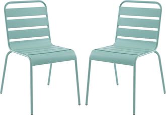 Vente-Unique Sedia da giardino impilabile in Metallo Verde acqua Lotto di 2 - MIRMANDE