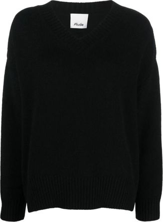 Allude V-hals trui - Dames - V-hals truien - Zwart - L - Truien & Vesten