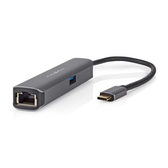 Nedis Adaptador Usb Multipuerto Usb 32 Generacion 1 Usb C Macho Salida Hdmi Rj45 Hembra Usb A Hembra Usb C Hembra 5 Gbps 020m Redondo Chapado En Oro Pvc Ant