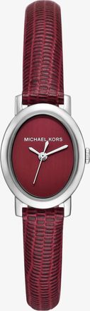 Michael Kors Petite Maude Silver-Tone and Lizard Embossed Leather Watch