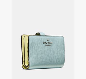 Kate Spade New York Womens Medium Bifold Wallet in Green | Pebble Leather