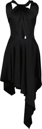 Stella McCartney Asymmetrische Jurk Viscose Backless Kort - Dames - Feestkleedjes - Zwart - M - Kleedjes