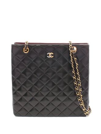 Chanel 1994-1996 gewatteerde schoudertas met ketting - Zwart