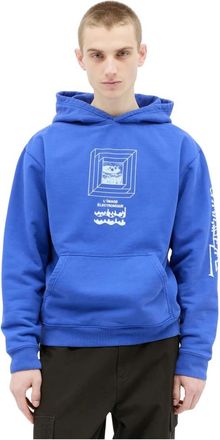 Brain Dead Electronique Hooded Sweatshirt - Heren - Hoodies - Blauw - S - Katoen - Hoodies & sweatvesten