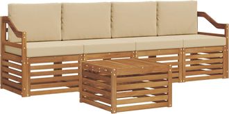vidaXL Conjunto De Sof&aacute;s De Exterior 5 Uds. Naturaleza Y Beige Vidaxl