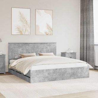 vidaXL Estructura De Cama Gris Concreto 200 X 200 Cm Madera Ingenieril Vidaxl