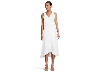 Tommy Bahama Coastalina Sleeveless Wrap Midi Dress Womens Dress White : 6, Linen
