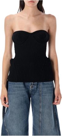 Jean Paul Gaultier Zwarte Gebreide Bustier Top Aw 25 - Dames - Tops zonder mouwen - Zwart - M - Wol - Tops