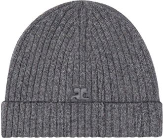 Courr&egrave;ges logo-embroidered beanie - unisex - Wool - One Size - Grey
