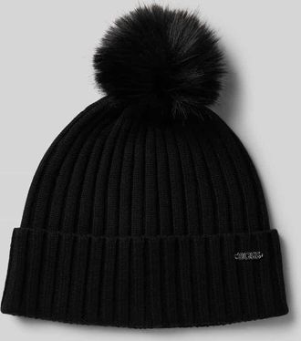 HUGO BOSS Pudelmütze aus reiner Schurwolle Modell LONIE in Black, Größe 1