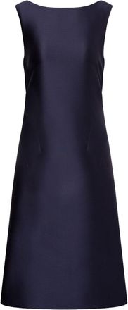 Alberta Ferretti Rich Blue Satin Open Back Midi Dress