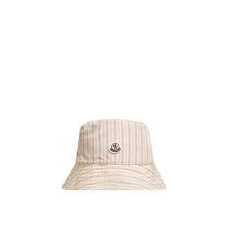 Moncler Moncler Reversible Striped Cotton Bucket Hat, Men, Beige, Size: Xl