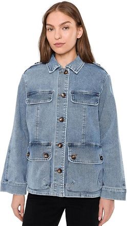 Kut from the Kloth Callista-Oversize Denim Jacket w/ Front Opening Womens Coat Constructed : LG, Cotton/Denim/Polyester