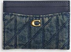 Coach Essential Card Case In Regenerative Cotton Denim With Quilting