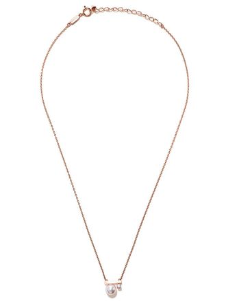 Tasaki Collana con pendente in oro rosa 18kt, diamanti e perla Akoya Balance Class
